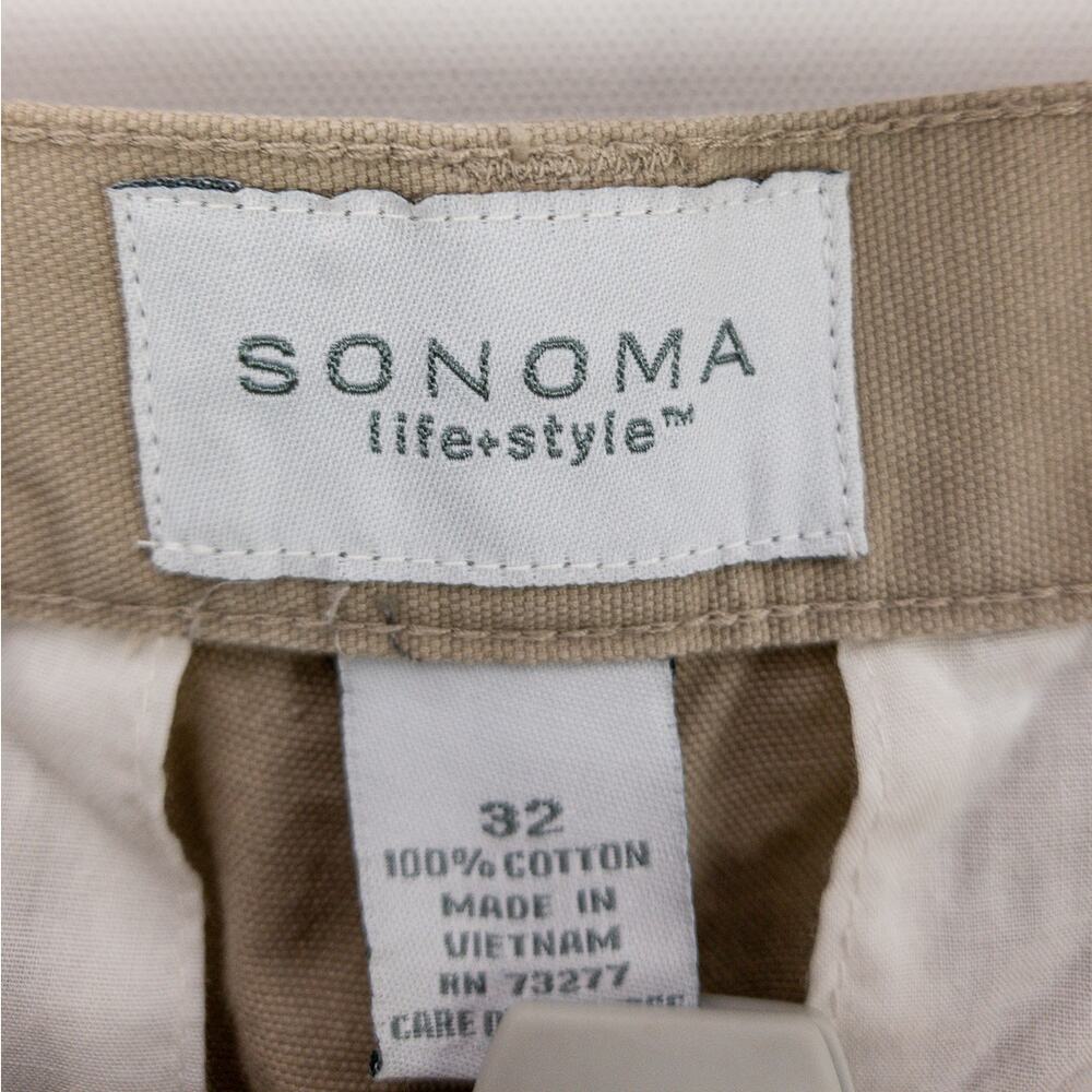 Sonoma Canas Cargo Shorts Men's 32x10 Relaxed Fit Bermuda Khaki Enzyme-Wash - Picture 3 of 11